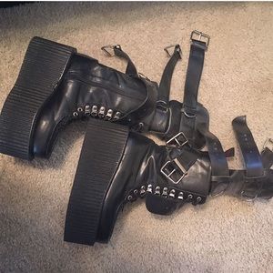 DEMONIA large platform boots black pleather